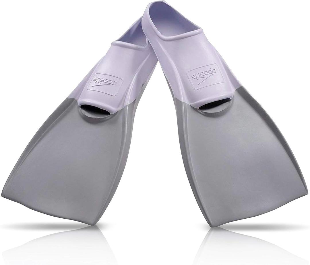 Speedo Unisex Adult Swim Training Fins (L - Men's Shoe size 8-9 | Women's Shoe size 9.5-10.5, White/Grey SIOC)