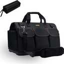 FASTECH 22-inch Heavy Duty Bottom Tools Bag With Wide Mouth For Tool Storage, Carrier and Organizer, Tool Bag For Men, Wide Mouth Tote Bag With Inside Pockets (22Inch)