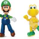 SUPER MARIO Luigi and Koopa Troopa 4-Inch Action Figure 2-Pack with 1-Up & Gold Coin Accessories, Action Figures Come with Up to 13 Points of Articulation