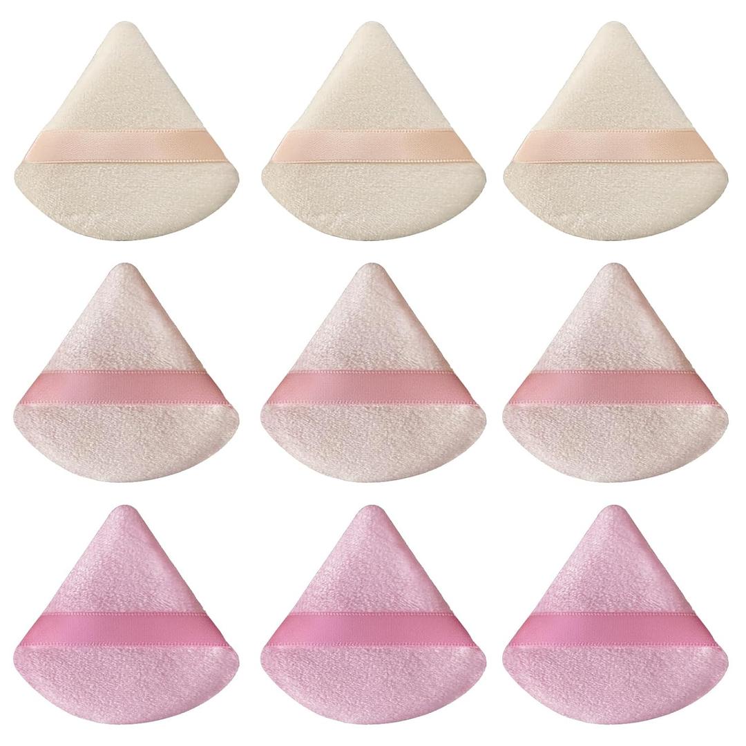 9 Pcs Pink Triangle Powder Puff Makeup Puff:Powder Puff Face Triangle for Loose Powder Cosmetic Foundation Makeup Sponge