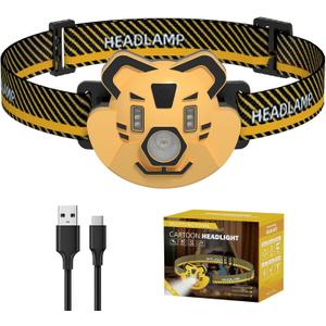 COSOOS LED Rechargeable Headlamp for Kids Flashlight Camping Gear, Outdoor Head Lamp for Boy Girl, 2.6oz Lightweight Headlight, Birthday Gift