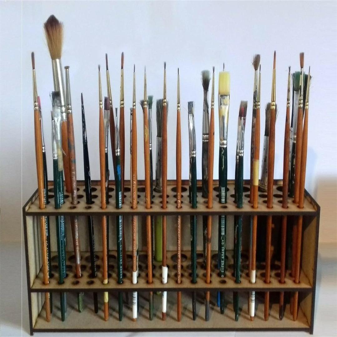 Brush Holder Paintbrush Holder 67 Holes Paint Brush Holders and Organizers Wall Mount Or Freestanding Desk Organizer Stand Holder For Pencils, Pens Stationary Supplies For Men Women