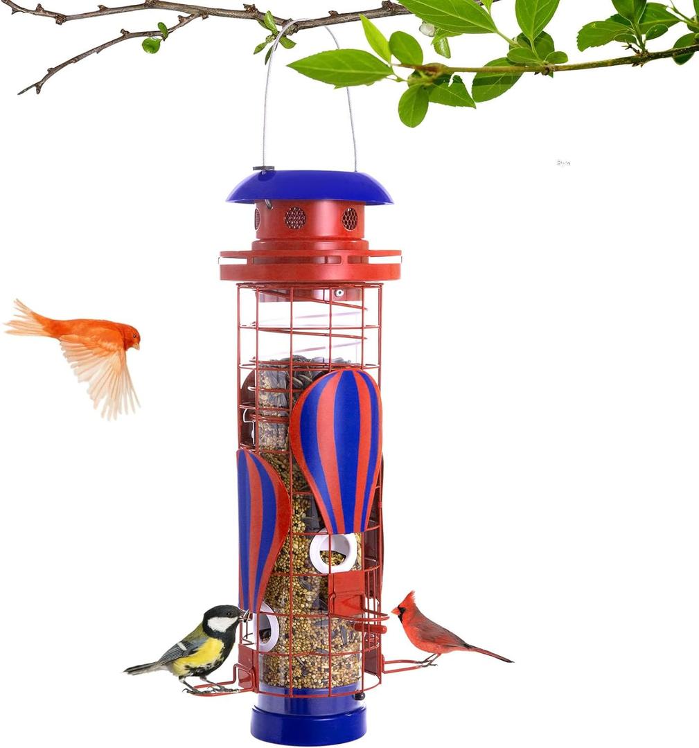 Beserie Solar Metal Bird Feeder for Outdoors Hanging Squirrel Proof Wild Bird Feeders, Durable & Chew-Proof Cardinals Feeders, Gifts for Bird Lovers, Garden Decoration