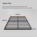 SHLAND Queen Box Spring 2 Inch Low Profile Bunkie Board Bed Slat Replacement with Fabric Cover, Sturdy Metal Structure, Mattress Surpoort Base, Noise Free, Easy Assembly