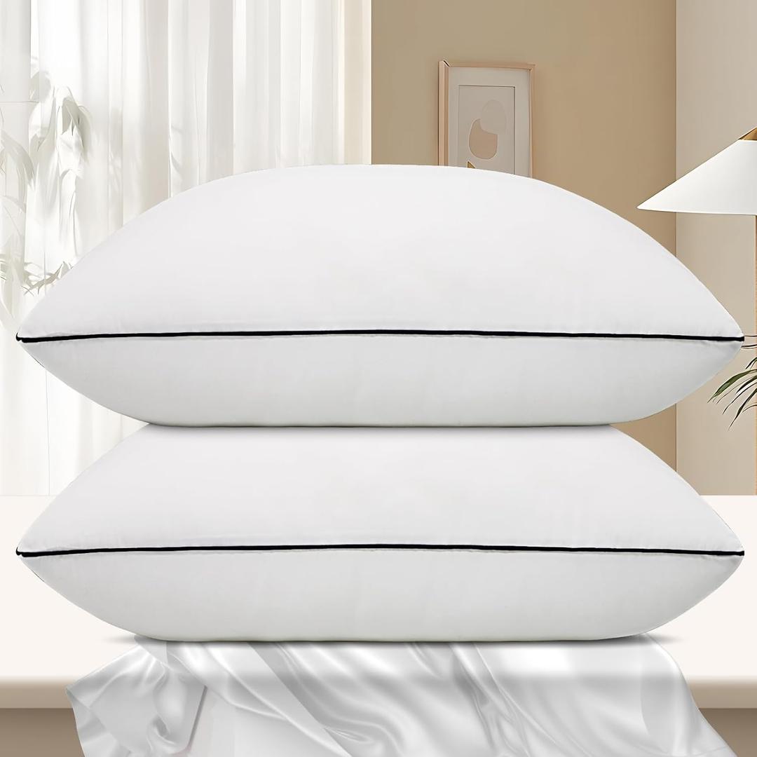 Hotel Collection Bed Pillows for Sleeping 2 Pack King Size Cooling Pillows Set of 2 for Back, Stomach or Side Sleepers, Super Soft Down Alternative Microfiber Filled Pillows