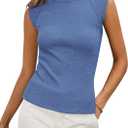 PRETTYGARDEN Women's Ribbed Tank Tops 2026 Summer Cap Sleeve Slim Fitted Knit Basic Casual Tee Shirts Trendy Fashion Clothes (Medium)