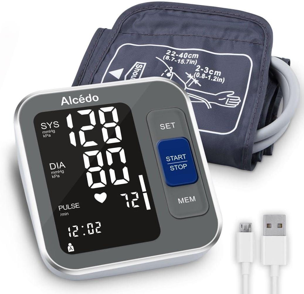 Alcedo Blood Pressure Monitor for Home Use, Automatic Digital BP Machine with Large Cuff for Upper Arm (Black Backlit Screen)