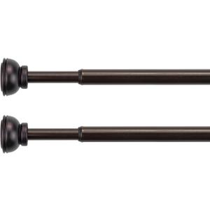 KXLife 2 Pack Spring Tension Curtain Rod, 1/2- inch Decorative Tension Drapery Rod for Window, Caf Rod Bronze, (22-36)