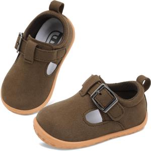 JOINFREE Toddler Shoes Girls Boys Lightweight Dress Shoes Wide Barefoot Flats Fashion School Shoe Kids Fall Walking Sneakers (Brown)