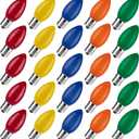 Brightown C9 LED Replacement Christmas Bulbs, 25 Pack Multicolor Shatterproof C9 Bulbs, Waterproof Commercial LED Holiday Bulb for Christmas String Light, E17 Intermediate Base, Dimmable