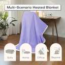 Electric Heated Blanket 72"x84" Full Size for Safe All Night Rest, Dual-Sided Microplush Sherpa for Bedroom Couch Use, 4 Heat Settings & 10 Hours Auto Off Energy Saving, Machine Washable-Pale Purple