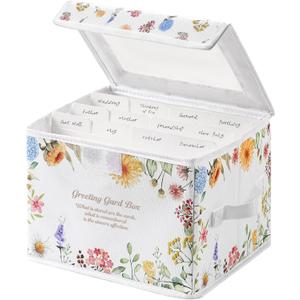 Greeting Card Organizer Box With 13 Removable Dividers, Oxford Cloth Card Organizer With Transparent Lid, Store 140+ Cards for Photos, Stamp, Crafts, Envelopes, Sticker, Scrapbooking