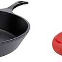 Lodge L14SK3 15-Inch Pre-Seasoned Cast-Iron Skillet & LODGE Red Silicone Deluxe Hot Handle Holder, 1 EA