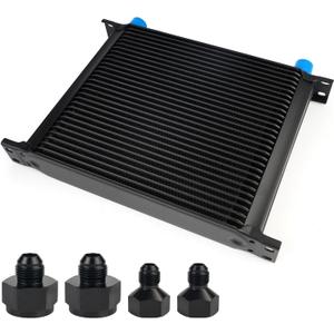 30 Row AN10 10AN Transmission Oil Cooler Kit Stacked Plate With 6AN 8AN Adapter Universal Engine Transmission British Radiator Oil Cooler Condenser Aluminium Alloy Black