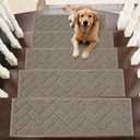BEQHAUSE Edging Stair Treads for Wooden Steps 9" x 28", Non Slip Carpet Stair Treads Indoor Stair Runners, Soft Stair Rugs, Machine Washable, 100% Polyester, TPE Backing, 15pcs, Beige