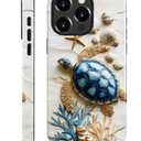Compatible with iPhone 14 Pro Case - Dual-Layer Protection, Hard Shell with Silicone Interior,Slim Scratch Resistant Shockproof for Woman Men - Sea Turtle Ocean Beach Aesthetic