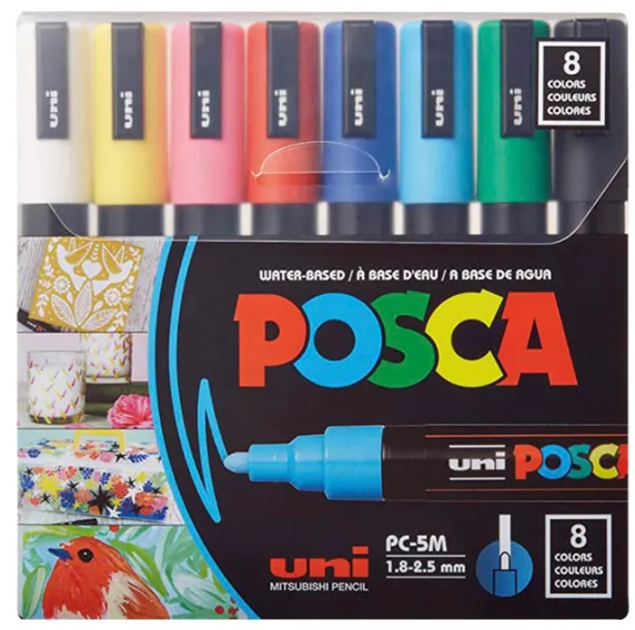 POSCA 5 Color Paint Marker Set, PC-5M Medium