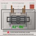 USX Mount Full Motion TV Wall Mount for Most 42-86 inch Flat Screen/LED/4K, TV Mount Bracket Dual Swivel Articulating Tilt 6 Arms, Max 16" Wood Studs, VESA 600x400mm, Holds up to 132lbs