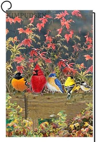 Fall Cardinal Birds Garden Flag 12x18 Inch Double Sided for Outside, Small Burlap Autumn Flags Maple Leaves Thanksgiving Yard Flag for Seasonal Farmhouse Yard Holiday Outdoor Decorations 2 Pack