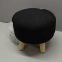 Wimarsbon Storage Ottoman, Modern Round Footrest with Soft Padded Seat, Teddy Velvet Footstool with Wood Legs, Accent Small Table or Plant Stand for Hallway, Living Room (Black)