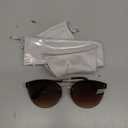 Womens Exposed Edge Round Cat Eye Brown Half Rim Sunglasses Gold Brown Gradient (Gold Frame - Brown Lens)