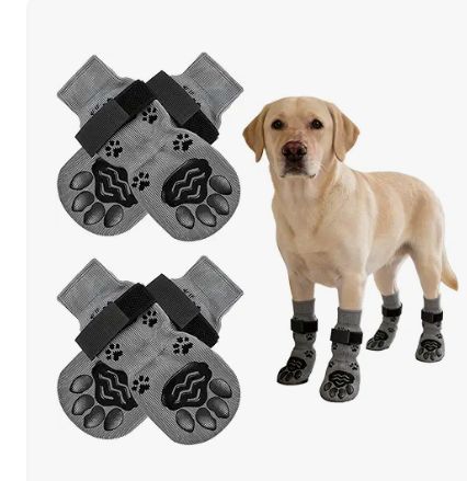 Anti Slip Dog Socks 2 Pairs, Dog Grip Socks with Straps Traction Control for Indoor on Hardwood Floor Wear, Pet Paw Protector for Small Medium Large Dogs (S)