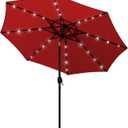 Blissun 9 ft Solar Umbrella, 32 LED Lighted Patio Umbrella, Table Market Umbrella, Outdoor Umbrella for Garden, Deck, Backyard, Pool and Beach (Red)