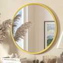 TETOTE Round Mirror 24 inch Brushed Gold Circle Mirror Metal Frame for Bathroom Vanity, Living Room, Bedroom, Vanity, Entryway