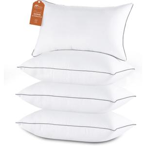 Sasttie Standard Pillow, Single Full Size Bed Pillow for Side, Back, and Stomach Sleepers - Down Alternative Plump Filling - Set of 1, Standard Size, 20x26 Inches