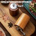 Acacia Wood Salt and Pepper Grinder Mills Sets, Wooden Shakers with Adjustable Ceramic Core, Classic Manual Salt Grinder Refillable Pepper Mill Set with a Gear Crank System for kitchen Spice