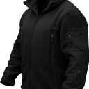 TACVASEN Mens Fleece Jacket Tactical Hoodie Military Winter Warm Full Zip (Black, XXL)