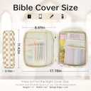 Bible Cover Case for Women Corduroy Bible Case for Girls Checkered Large Bible Cover with Handle Bible Study Supplies Accessories Christian Gifts for Women (Khaki, Medium)