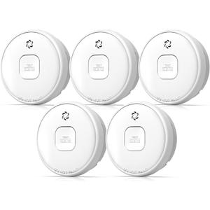 Smoke Detector Battery Operated, 10-Year Smoke Alarm with Photoelectric Sensor, Fire Alarms Smoke Detectors with Test Button and Low Battery Warning, Fire Safety for Home, 5 Pack