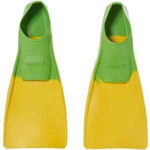 Sporti Adult-Kids Short Swim Fins, Floating Fin for Swimming & Snorkeling, Swim Flippers for Training - YellowGreen - Toddler 11-12