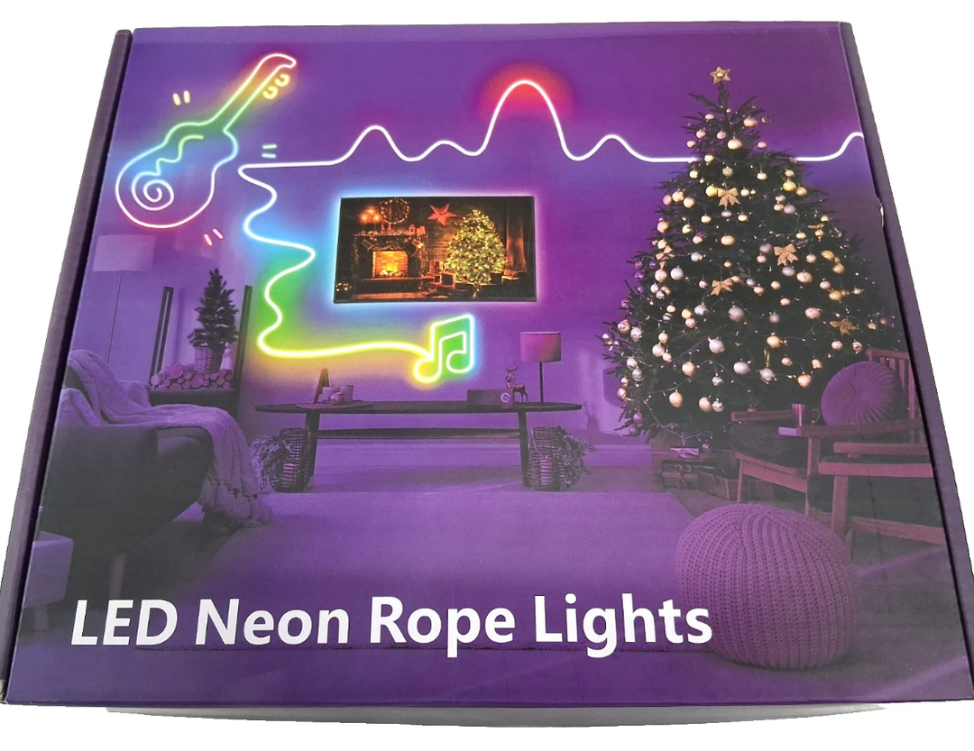 LED Neon Rope Lights 50ft, App & Remote, RGB Multicolor, Sync to Music