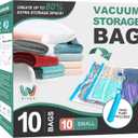 Vacuum Storage Bags, Space Saver Bags, Vacuum Sealed Bags for Comforters, Blankets, Clothes Storage, Hand Pump Included, 10-Small (Clear)