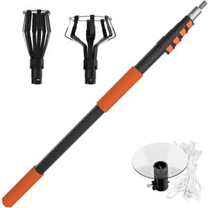 Buyplus 26FT Reach Light Bulb Changer for High Ceilings with 5-20FT Telescopic Extension Pole, Easy Flip-Tab Lock Bulb Changing Pole Extension with Basket and Suction Cup for Recessed Lights