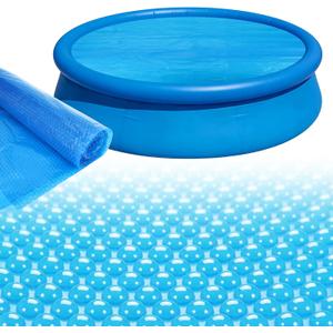 8ft Round Pool Solar Cover Solar Pool Heater for Inground & Above Ground Pools Round Solar Blanket with Bubbles Solar Pool Hot Tub Floating Thermal Blanket Dustproof CoverInsulates Pool Water, Blue