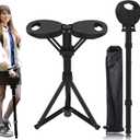 Folding Walking Stick with Seat, 3-in-1 Triple-Leg Cane Stool, 330lbs Capacity, Lightweight 3.5lbs Aluminum Alloy for Hiking, Travel & Elderly Support Includes Storage Bag