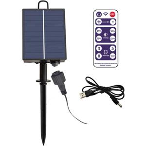 ZPSHYD Solar Battery Box for LED String Lights, Outdoor String Lights Control Panel with DC Charging 8 Remote Control Modes Pack Powered Lithium Panel Light w/Remote Control (3V)