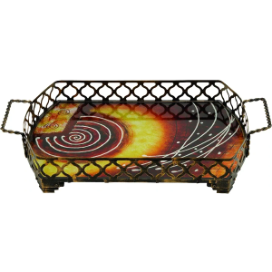 Deco 79 74306 Metal Glass Tray Hand Paint, 19" x 3