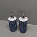 2-Piece Hand Soap Dispenser Sets - Elegant Handmade Floral Pattern Liquid Soap Dispensers for Bathroom Countertop or Kitchen, Blue