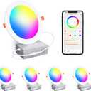 Smart Recessed Lighting 4 Inch RGBCW Color Changing 12W LED Recessed Ceiling Light with Junction Box,2700 K6000K,1080LM Canless Downlight Compatible with Alexa,Dimmable by Bluetooth Control (4 Pack)