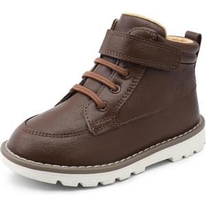 HOMEHOT Boys Fashion Boots High Top Sneakers Faux Leather (toddller/littile kids) (11 Little Kid, Brown)