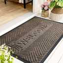 Mibao Front Door Mat Outside Entrance, Durable Outdoor Indoor Mat, Low Profile Heavy Duty Doormat, Non-Slip, Traps Dirt and Moisture, Easy Clean Patio Porch Entryway Mat, 47" x 32", Brown