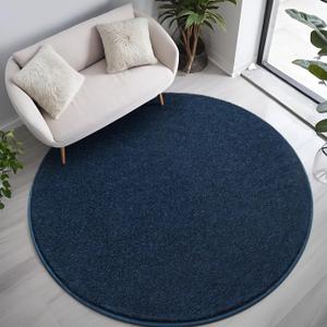 Navy Blue Round Area Rugs for Living Room Bedroom, 4x4 Feet Ultra Soft Memory Foam Modern Indoor Circle Carpet, Non-Slip Comfy Washable Circular Rug for Boys Girls Nursery Room Home Decor