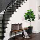 ASTIDY Fiddle Leaf Fig Tree Artificial 5FT - Faux Plant With Black Tall Planter - Fake Ficus Lyrata Floor Plant in Pot for Home Office Living Room Decor Indoor