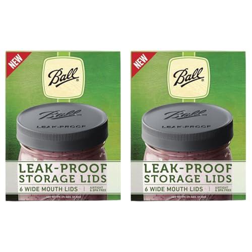 Ball Leak-Proof Plastic Lids for Glass Mason Jars, Used for Canning, Pickling, Juice, Jam, Jelly (Wide, 6 Count, (Pack of 2)