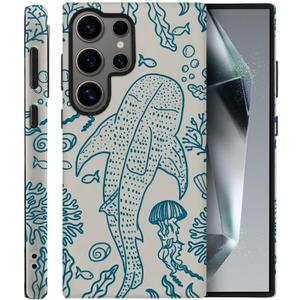 Case for Samsung Galaxy S25 Ultra,Oceans Whales Sharks Phone Case Drop Resistant Frosted 2 in 1 Solid Dual-Layer Cover for Girl Women