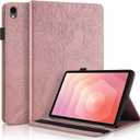 Flip Case for Samsung Galaxy Tab S11 2025 11 Inch(SM-X736B/SM-X730), PU Leather Folio Cover Multi-Angle Stand with Elastic Band & Card Holder-Rose Gold